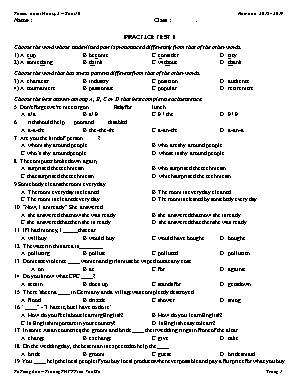 3 Đề ôn thi học kì II môn Tiếng Anh Lớp 10 - Năm học 2018-2019